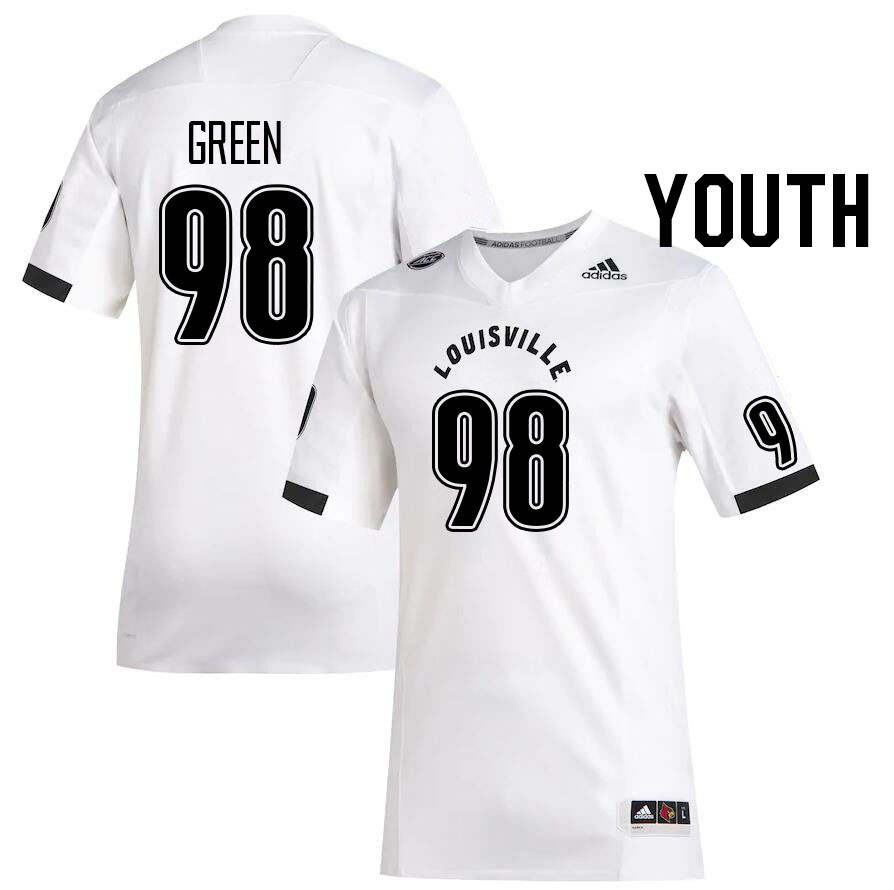 Youth #98 Adonijah Green Louisville Cardinals College Football Jerseys Stitched Sale-White - Click Image to Close
